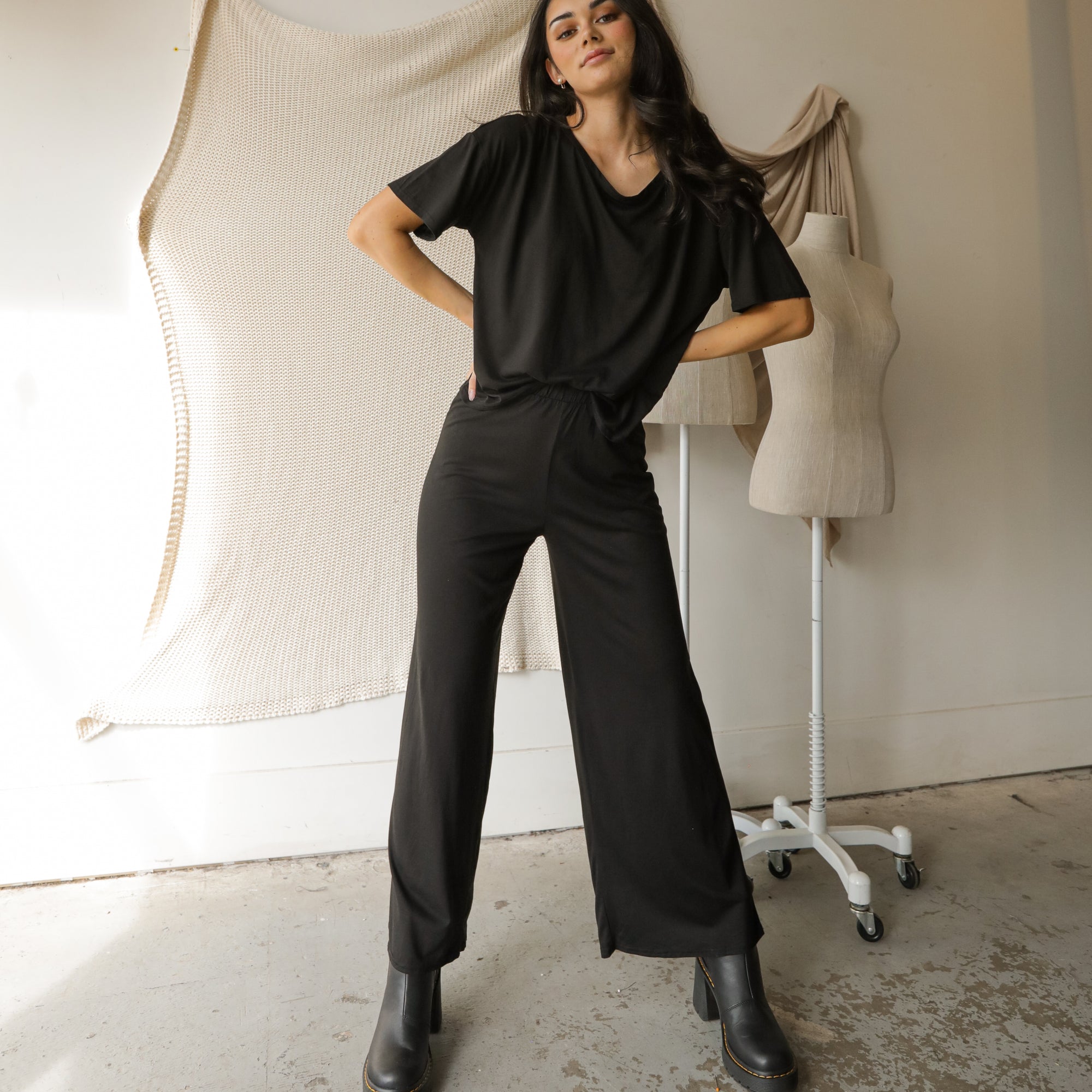 Almost Gone - T-Shirt  And Wide Pant Set In Bamboo