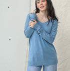 Buttery-Soft Tunic With Front Seam Design in Blue