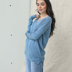 Buttery-Soft Tunic With Front Seam Design in Blue