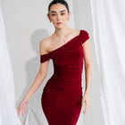 Silky-Luxe Off-Shoulder Dress in Performance Fabric