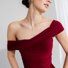 Silky-Luxe Off-Shoulder Dress in Performance Fabric