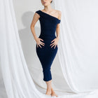 Silky-Luxe Off-Shoulder Dress in Performance Fabric