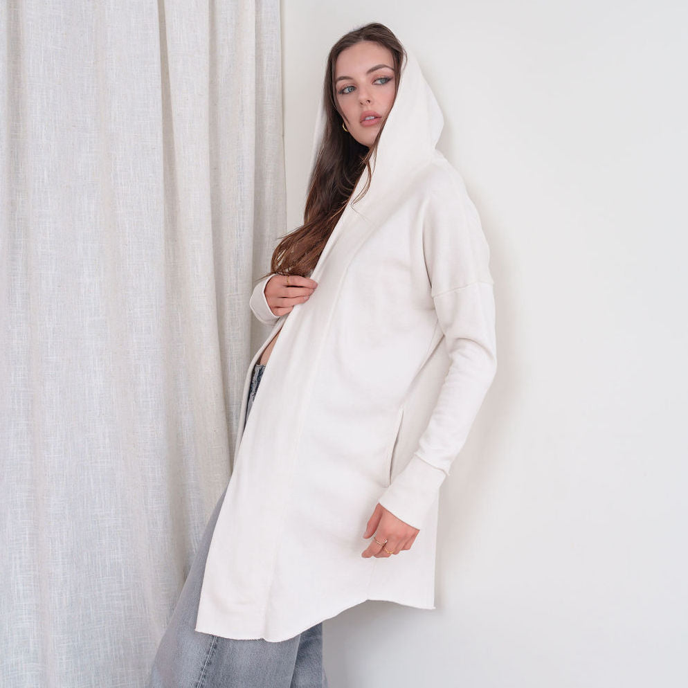 French Terry Hooded Cotton in Cream