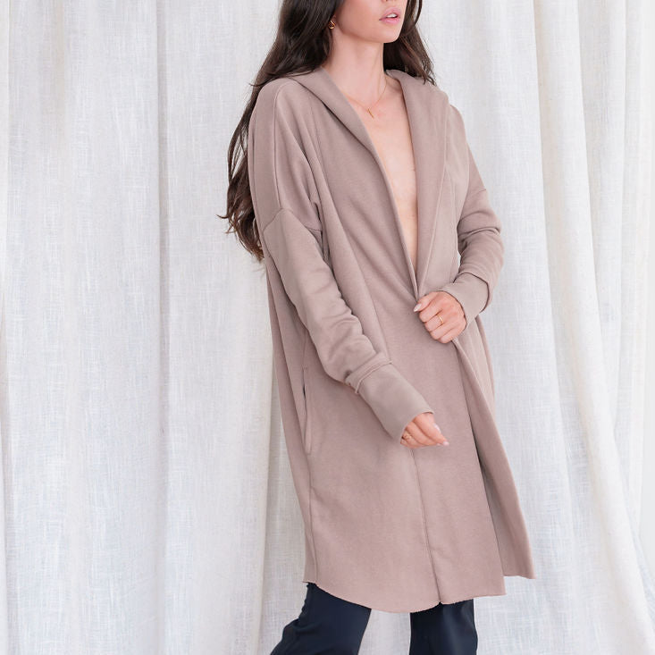 French Terry Hooded Cotton in Mauve