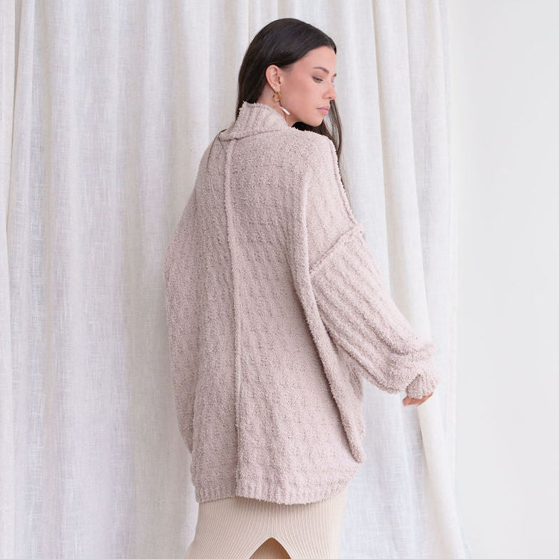 Teddy Cocoon Cardigan in Soft Blush