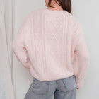 Plush V Neck Cable Sweater