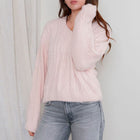 Plush V Neck Cable Sweater