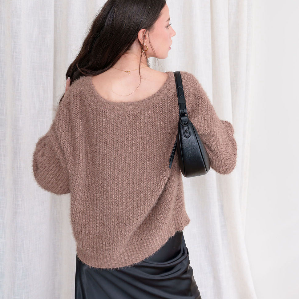 Brown Fuzzy Button-Up Cardigan/Sweater