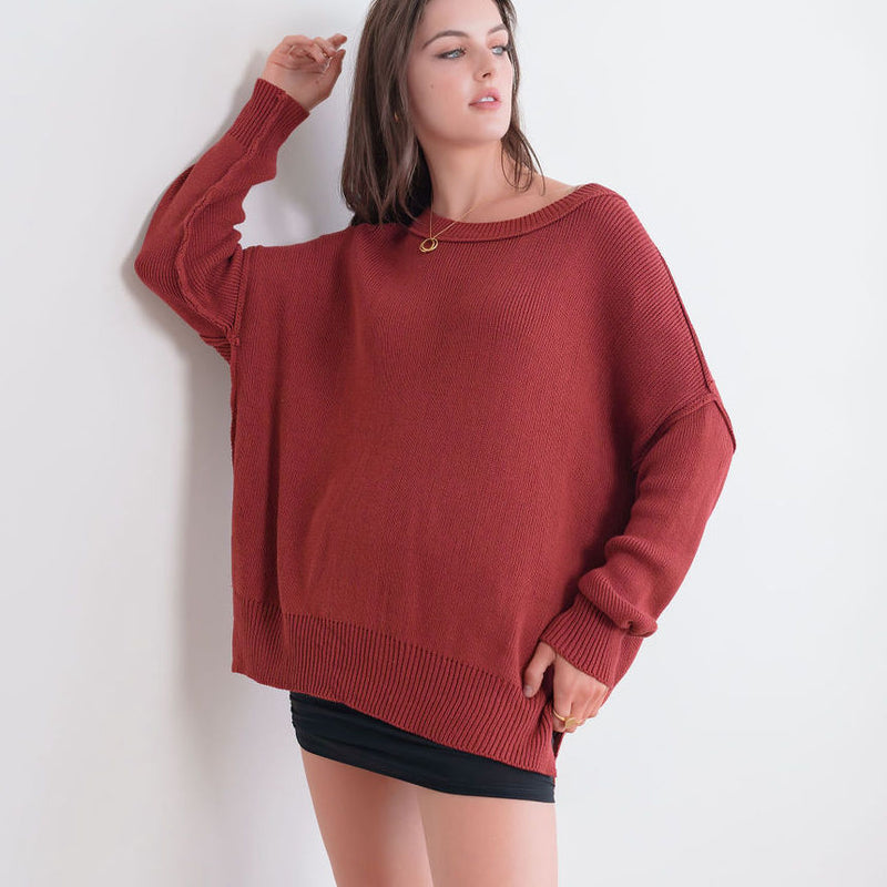 Heavy Sweater Ribbed Oversized in Brick