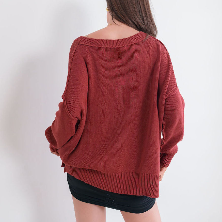 Heavy Sweater Ribbed Oversized in Brick