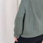 Heavy Ribbed Knit Sweater In Tunic Length in Dark Sage