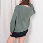 Heavy Ribbed Knit Sweater In Tunic Length in Dark Sage