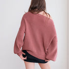 Heavy Ribbed Knit Sweater In Tunic Length in Rosewood