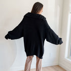 Black Cotton Batwing Oversized Cardigan