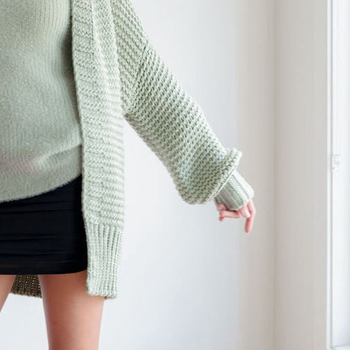 Tundra Heavy Knit Pastel Cardigan in Sage