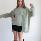 Tundra Heavy Knit Pastel Cardigan in Sage