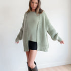 Tundra Heavy Knit Pastel Cardigan in Sage