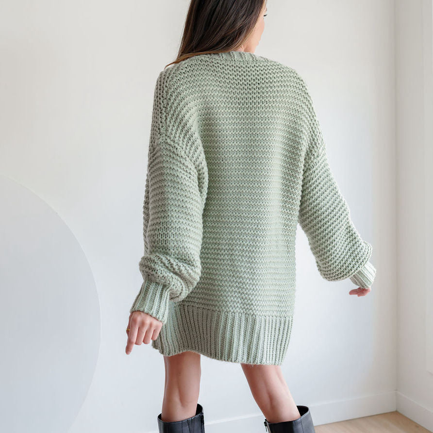 Tundra Heavy Knit Pastel Cardigan in Sage