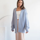 Tundra Heavy Knit Pastel Cardigan in Periwinkle