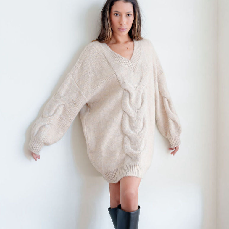 Sweater Cable Dress Oversized