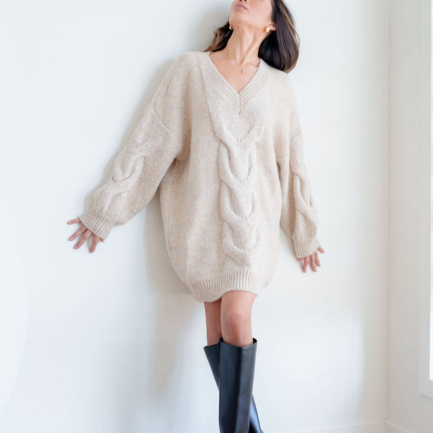 Sweater Cable Dress Oversized