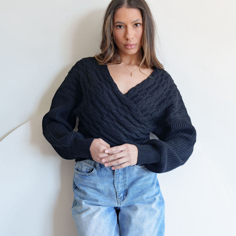 Criss Cross Heavy Sweater In Cable Knit