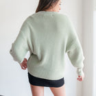 Fuzzy And Soft Mock-Neck Tunic in Sage