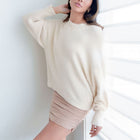 Fuzzy And Soft Mock-Neck Tunic in Cream