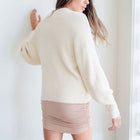 Fuzzy And Soft Mock-Neck Tunic in Cream