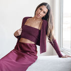 Fuzzy Tank And Bolero 2-Piece Set in Burgundy