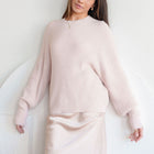 Fuzzy And Soft Mock-Neck Tunic in Blush