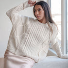 Oversized, Cotton-Blend Cable Knit Sweater