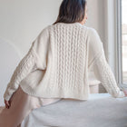 Oversized, Cotton-Blend Cable Knit Sweater