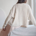 Oversized, Cotton-Blend Cable Knit Sweater