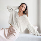 Everyday Sweater In Linen Blend Knit in Soft Grey