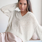 Everyday Sweater In Linen Blend Knit in Soft Grey