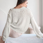 Everyday Sweater In Linen Blend Knit in Soft Grey