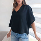 Italian Linen Blouse in Black