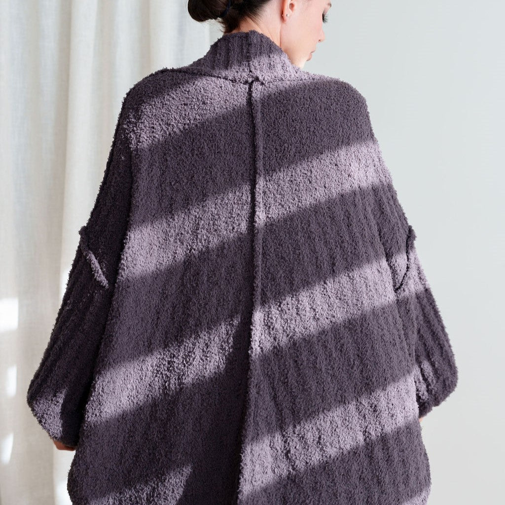 Teddy Cocoon Cardigan in Dark Purple-Grey