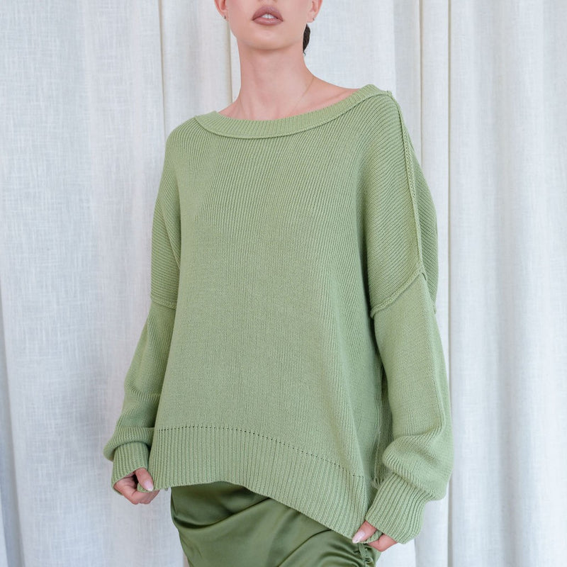 Heavy Sweater Ribbed Oversized in Sage