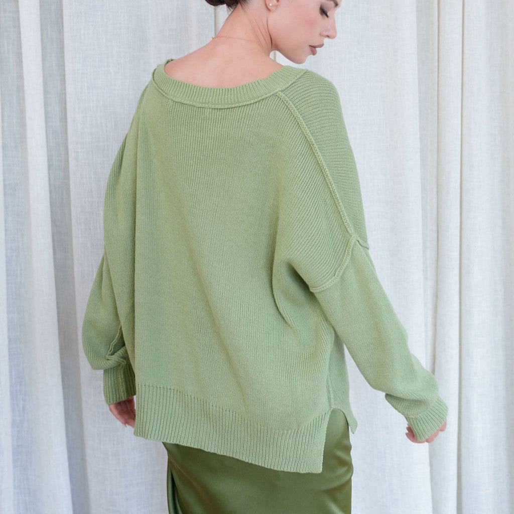 Heavy Sweater Ribbed Oversized in Sage