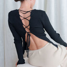 Lace-Up Back Ribbed Top