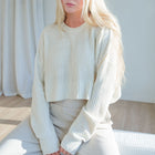 Oversized Purl Knit Cropped Sweaters