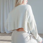 Oversized Purl Knit Cropped Sweaters