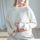 Oversized Purl Knit Cropped Sweaters