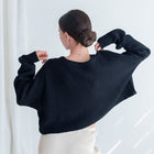 Oversized Purl Knit Cropped Sweaters