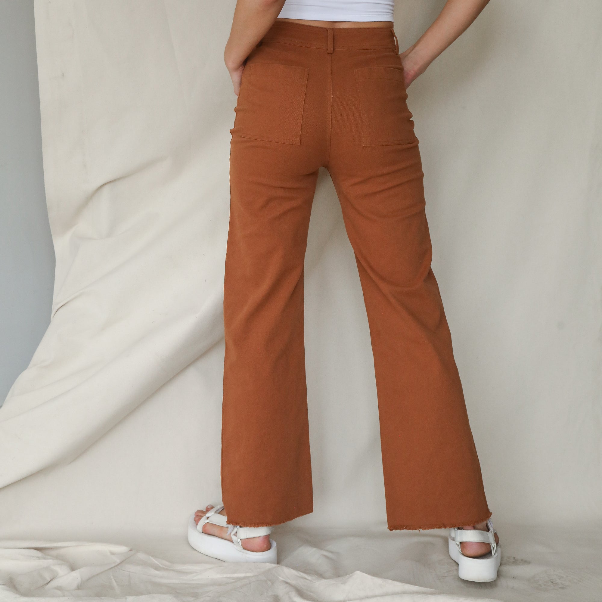 Raw Hem Stretchy Cotton Pants