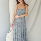 Tiered Sage Patterned Gown