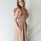 Ruffle Taupe Smocked Dress