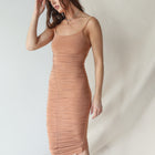 Dusty Peach Ruched Dress